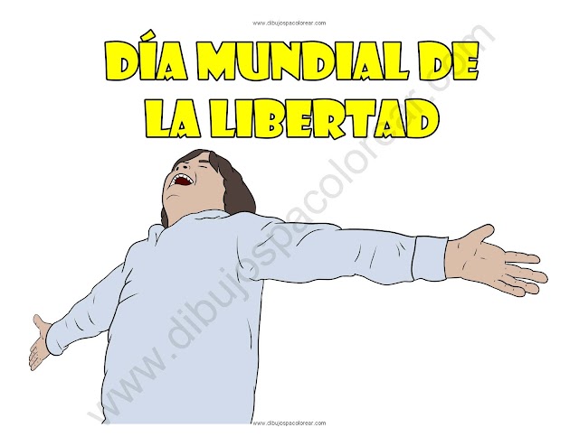 Dia mundial de la Libertad dibujo a color y para colorear